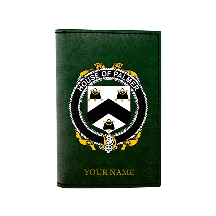 (Laser Personalized Text) Palmer Family Crest Minimalist Wallet K6