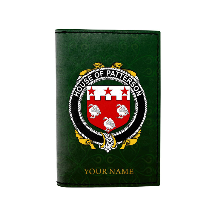 (Laser Personalized Text) Patterson Family Crest Minimalist Wallet K6