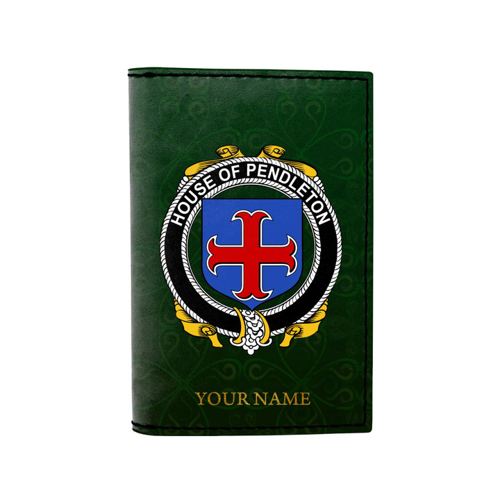 (Laser Personalized Text) Pendleton Family Crest Minimalist Wallet K6