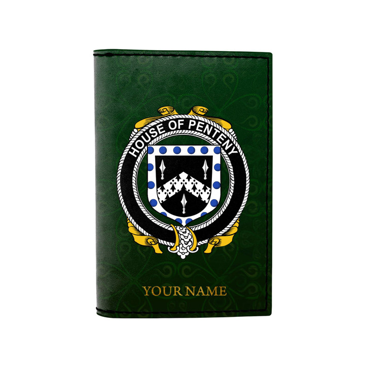 (Laser Personalized Text) Penteny Family Crest Minimalist Wallet K6