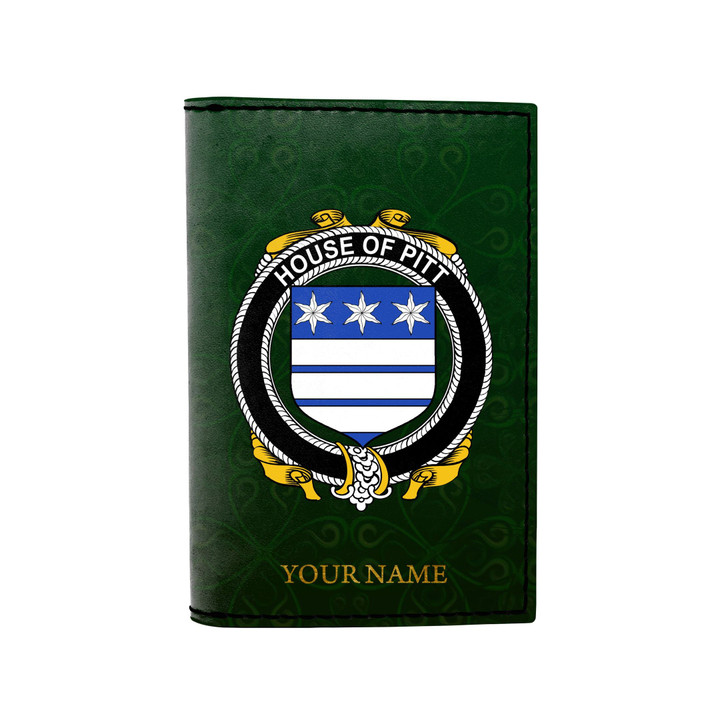 (Laser Personalized Text) Pitt Family Crest Minimalist Wallet K6
