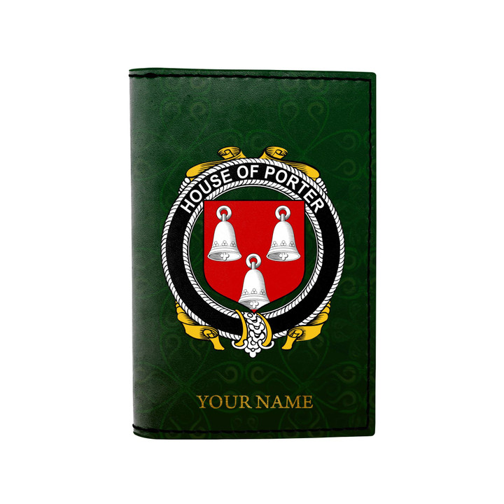 (Laser Personalized Text) Porter Family Crest Minimalist Wallet K6