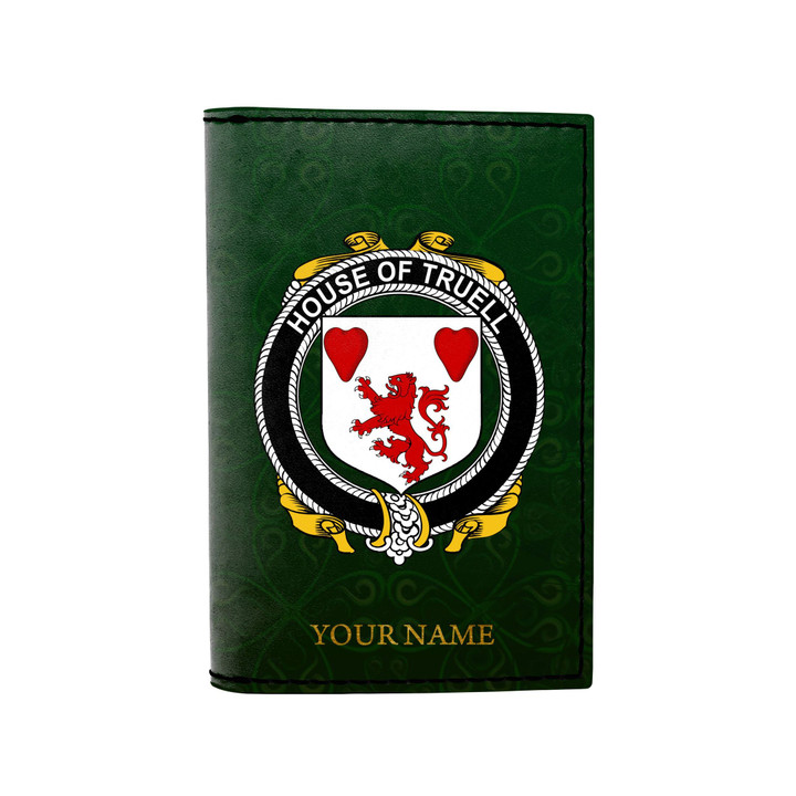 (Laser Personalized Text) Truell Family Crest Minimalist Wallet K6