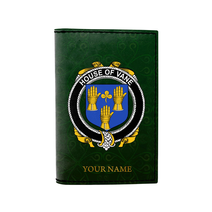 (Laser Personalized Text) Vane Family Crest Minimalist Wallet K6