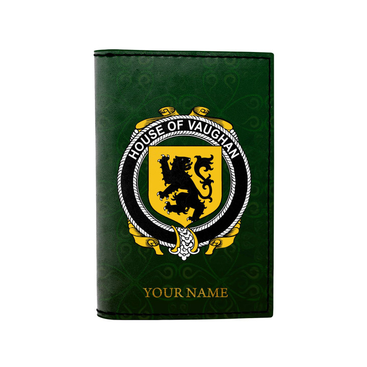 (Laser Personalized Text) Vaughan Family Crest Minimalist Wallet K6