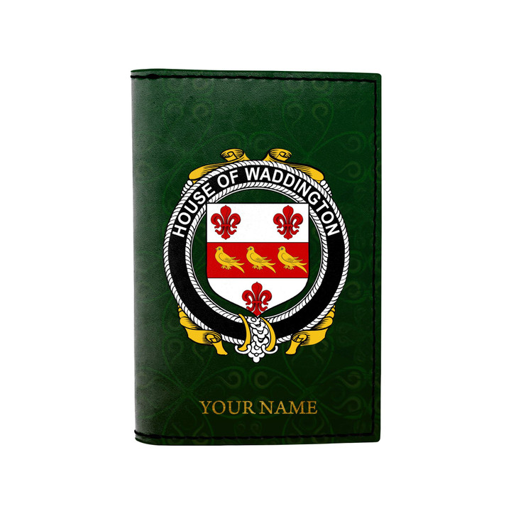 (Laser Personalized Text) Waddington Family Crest Minimalist Wallet K6