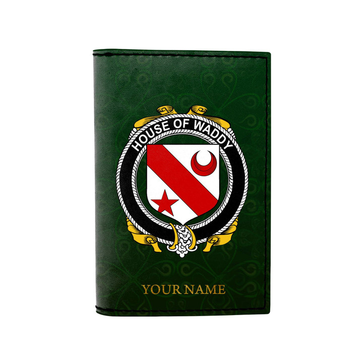 (Laser Personalized Text) Waddy Family Crest Minimalist Wallet K6