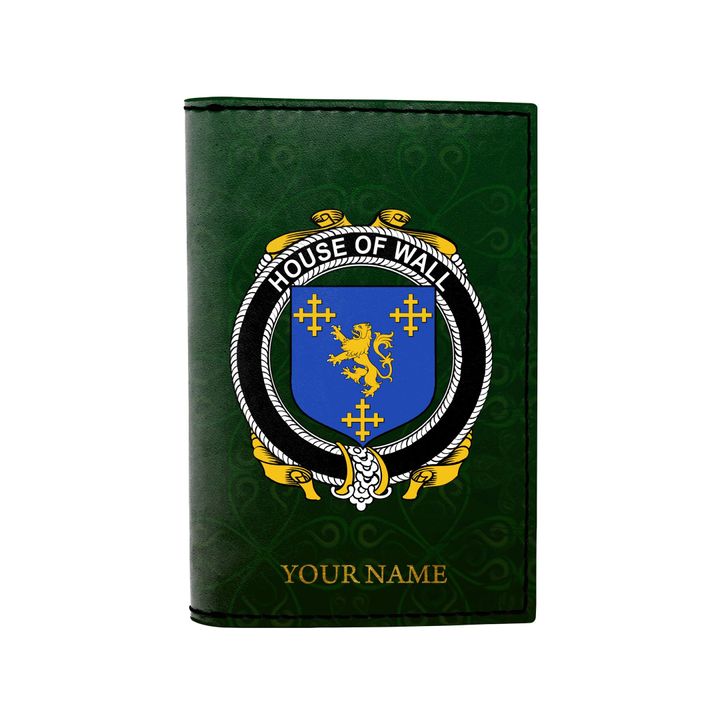 (Laser Personalized Text) Wall Family Crest Minimalist Wallet K6