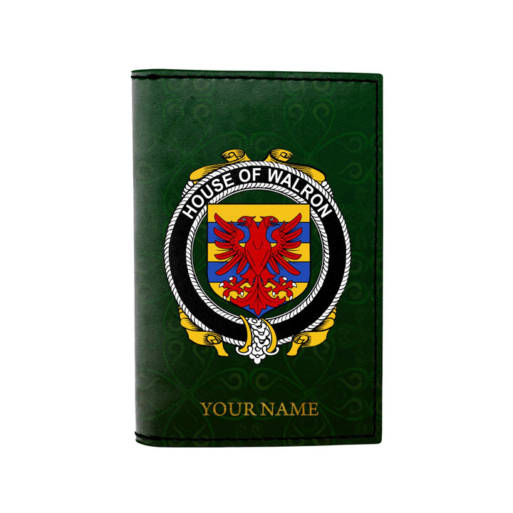 (Laser Personalized Text) Walron Family Crest Minimalist Wallet K6
