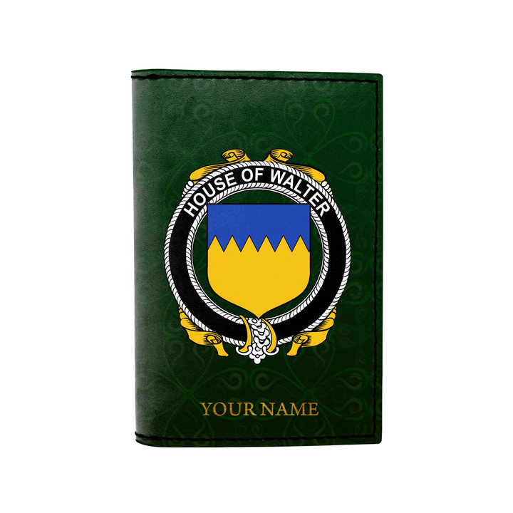 (Laser Personalized Text) Walter Family Crest Minimalist Wallet K6