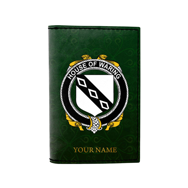 (Laser Personalized Text) Waring Family Crest Minimalist Wallet K6