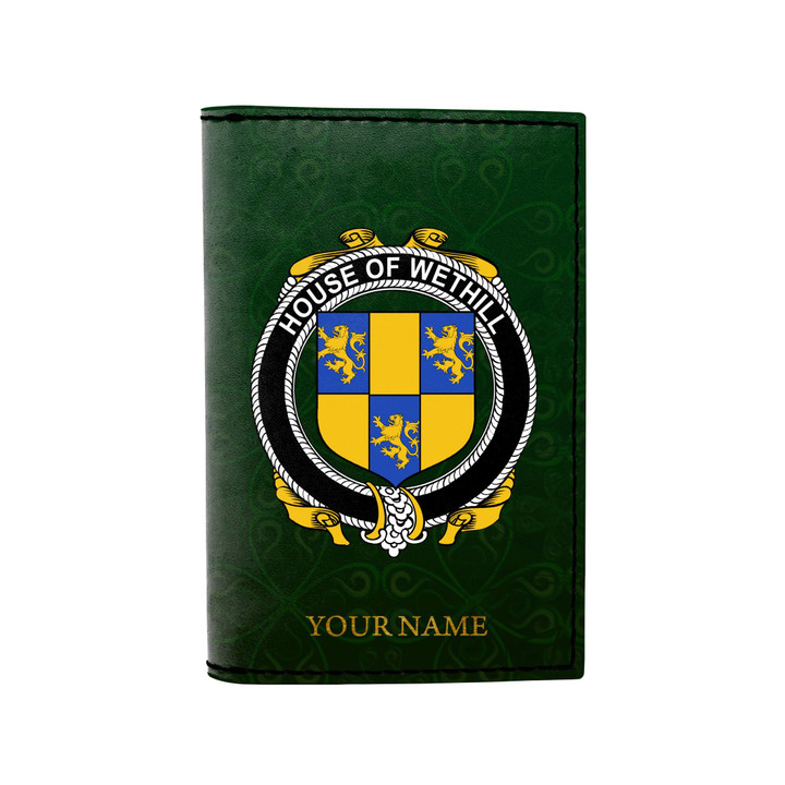 (Laser Personalized Text) Wethill Family Crest Minimalist Wallet K6