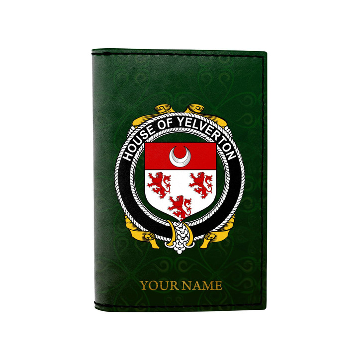 (Laser Personalized Text) Yelverton Family Crest Minimalist Wallet K6