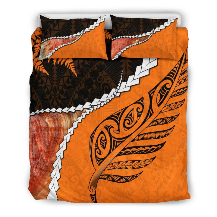 Abalone Shell Maori Silver Fern Bedding Set Orange K5