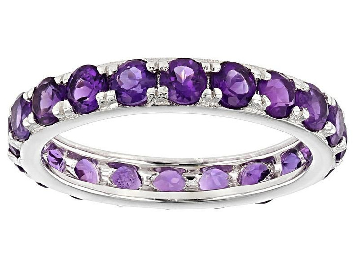 Amethyst Rhodium Over Sterling Silver Eternity Band Ring 2.64ctw TH5