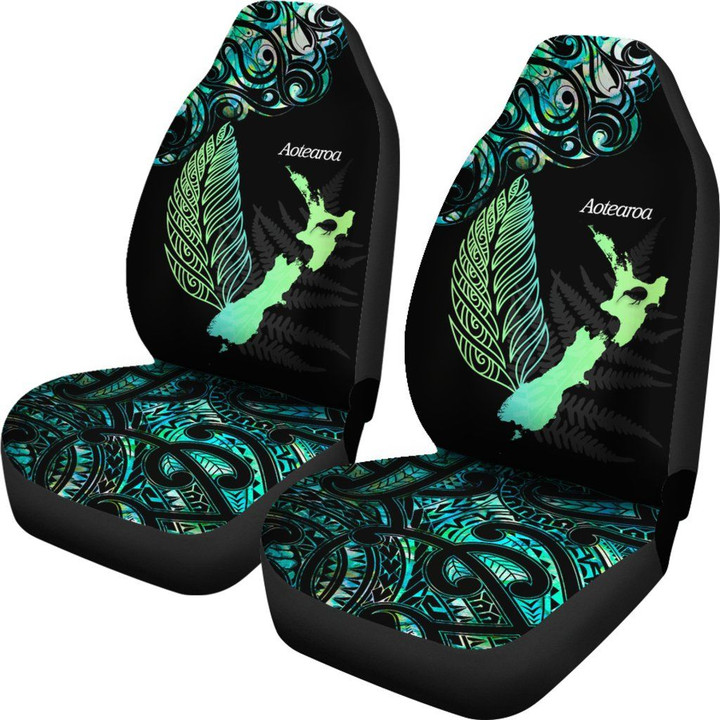 Aotearoa Paua Shell Car Seat Covers Maori Silver Fern K13