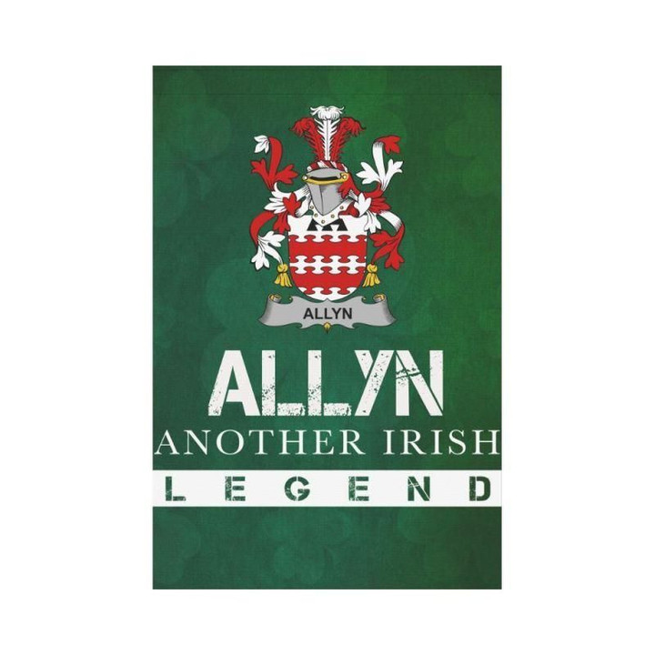Irish Garden Flag, Allyn Family Crest Shamrock Yard Flag A9