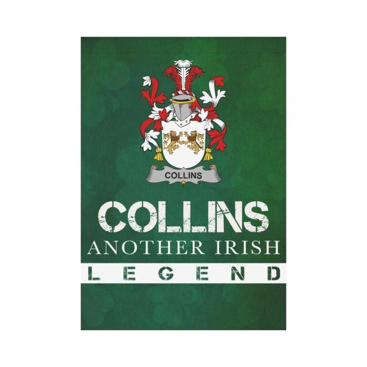 Irish Garden Flag, Collins Family Crest Shamrock Yard Flag A9