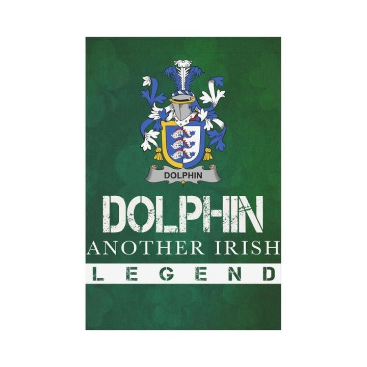 Irish Garden Flag, Dolphin Or Dolphyn Family Crest Shamrock Yard Flag A9
