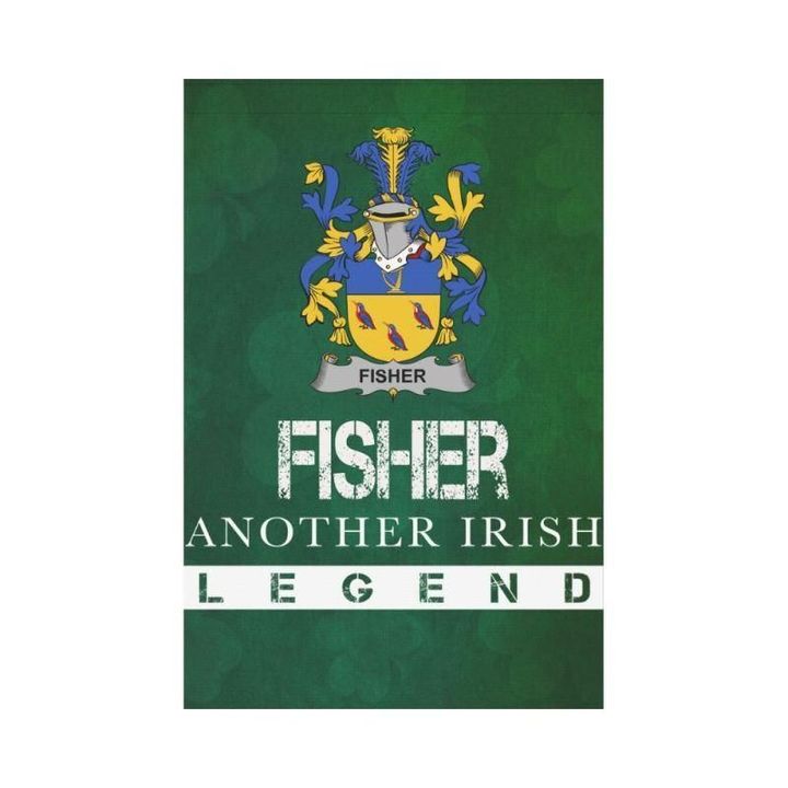 Irish Garden Flag, Fisher Family Crest Shamrock Yard Flag A9
