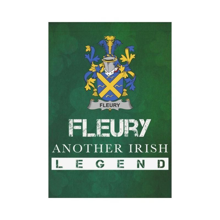 Irish Garden Flag, Fleury Family Crest Shamrock Yard Flag A9