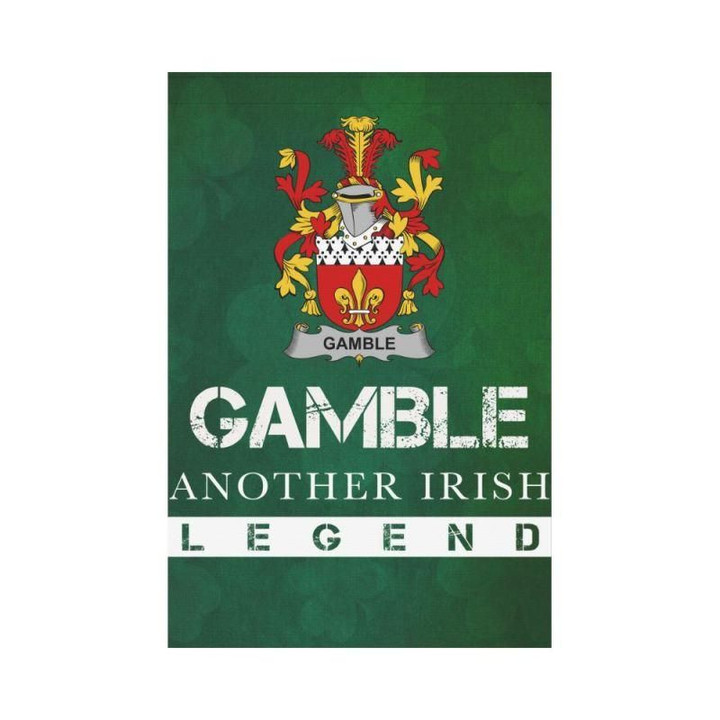 Irish Garden Flag, Gamble Family Crest Shamrock Yard Flag A9