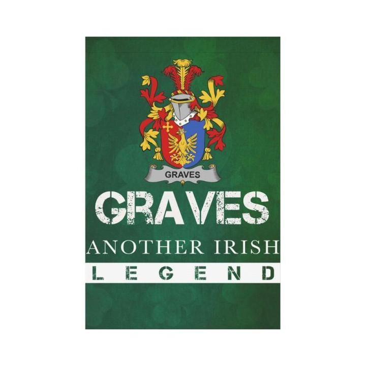 Irish Garden Flag, Graves Or Greaves Family Crest Shamrock Yard Flag A9