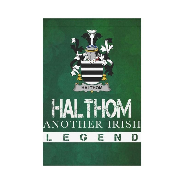 Irish Garden Flag, Halthom Family Crest Shamrock Yard Flag A9