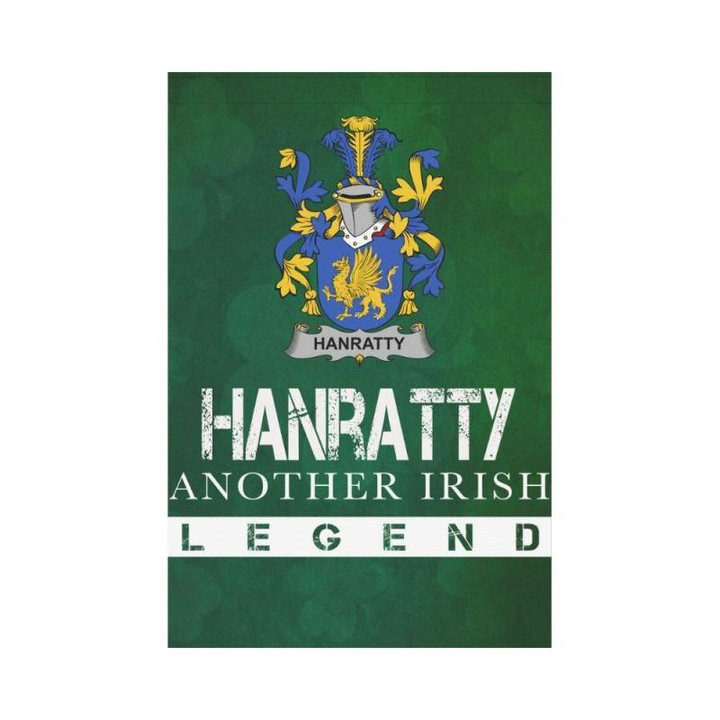 Irish Garden Flag, Hanratty Or O'Hanraghty Family Crest Shamrock Yard Flag A9