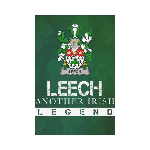 Irish Garden Flag, Leech Family Crest Shamrock Yard Flag A9