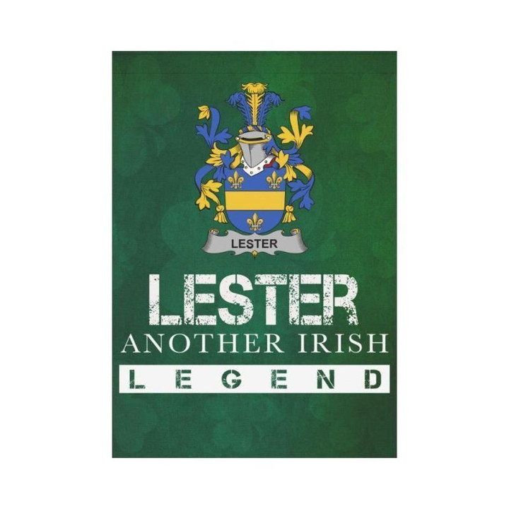 Irish Garden Flag, Lester Or Mcalester Family Crest Shamrock Yard Flag A9