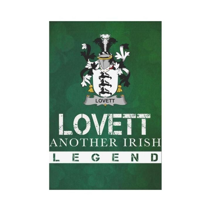 Irish Garden Flag, Lovett Family Crest Shamrock Yard Flag A9