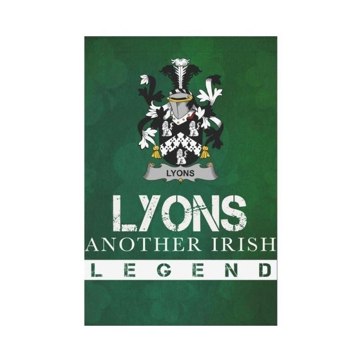 Irish Garden Flag, Lyons Or Lyne Family Crest Shamrock Yard Flag A9