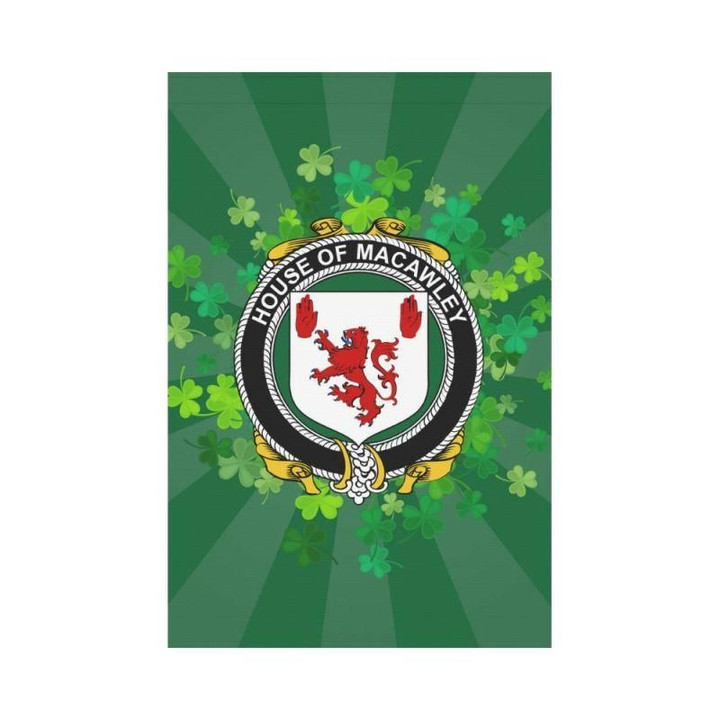 Irish Garden Flag, Macawley Family Crest Shamrock Yard Flag A9