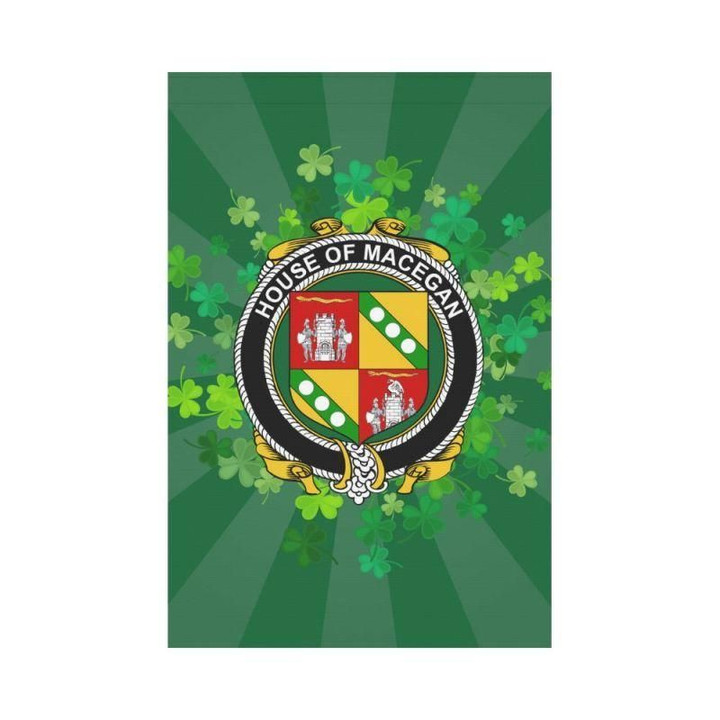 Irish Garden Flag, Macegan Family Crest Shamrock Yard Flag A9