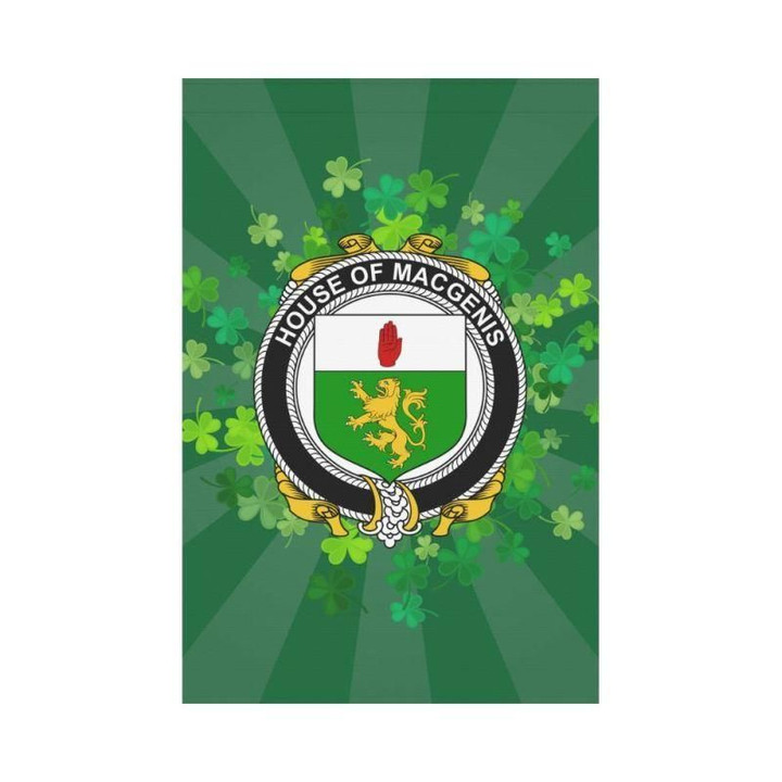 Irish Garden Flag, Macgenis Family Crest Shamrock Yard Flag A9