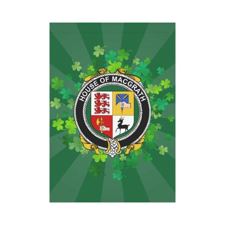 Irish Garden Flag, Macgrath Family Crest Shamrock Yard Flag A9