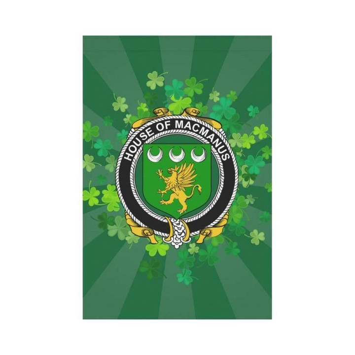 Irish Garden Flag, Macmanus Family Crest Shamrock Yard Flag A9