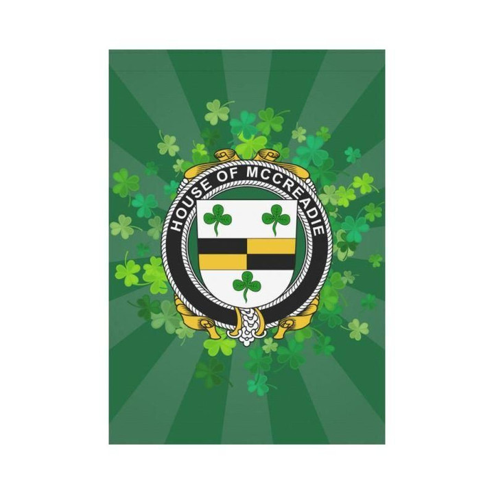 Irish Garden Flag, Mccreadie Family Crest Shamrock Yard Flag A9