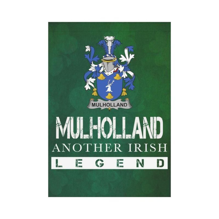 Irish Garden Flag, Mulholland Family Crest Shamrock Yard Flag A9