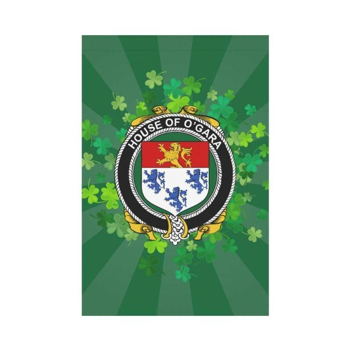 Irish Garden Flag, O'Gara Family Crest Shamrock Yard Flag A9