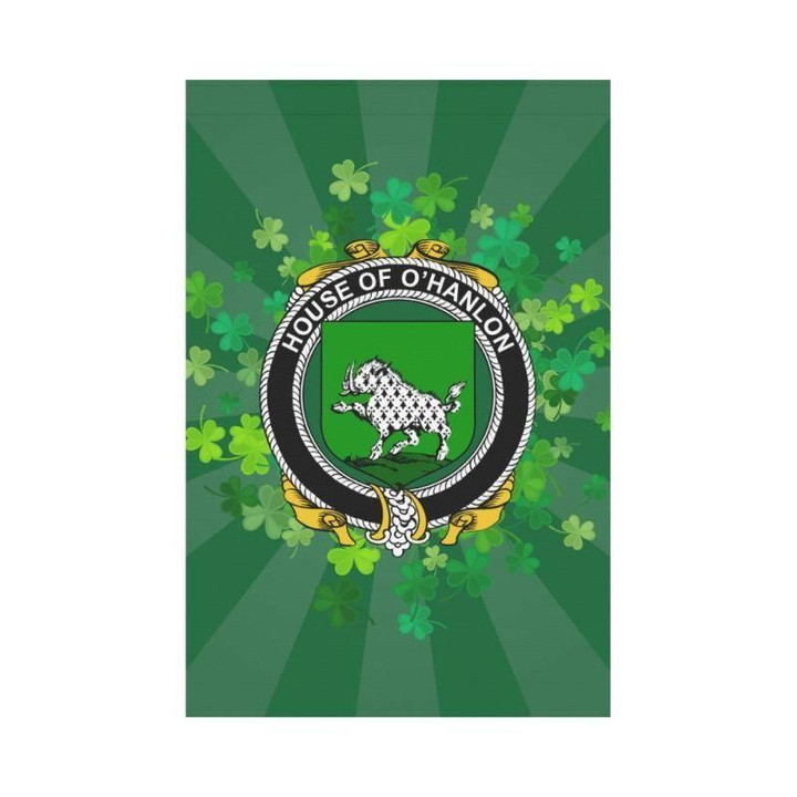 Irish Garden Flag, O'Hanlon Family Crest Shamrock Yard Flag A9