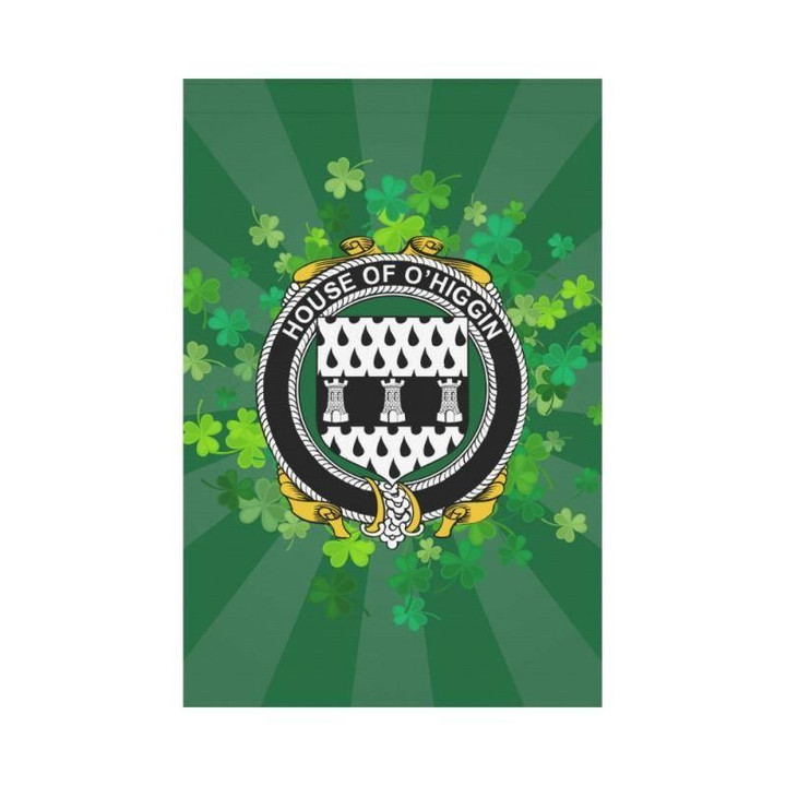 Irish Garden Flag, O'Higgin Family Crest Shamrock Yard Flag A9