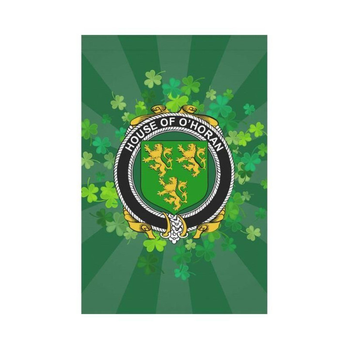 Irish Garden Flag, O'Horan Family Crest Shamrock Yard Flag A9