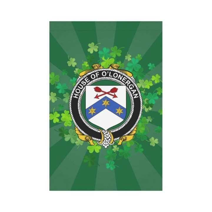 Irish Garden Flag, O'Lonergan Family Crest Shamrock Yard Flag A9