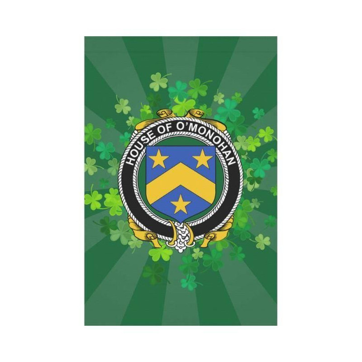 Irish Garden Flag, O'Monohan Family Crest Shamrock Yard Flag A9