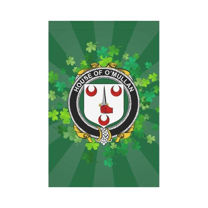Irish Garden Flag, O'Mullan Family Crest Shamrock Yard Flag A9