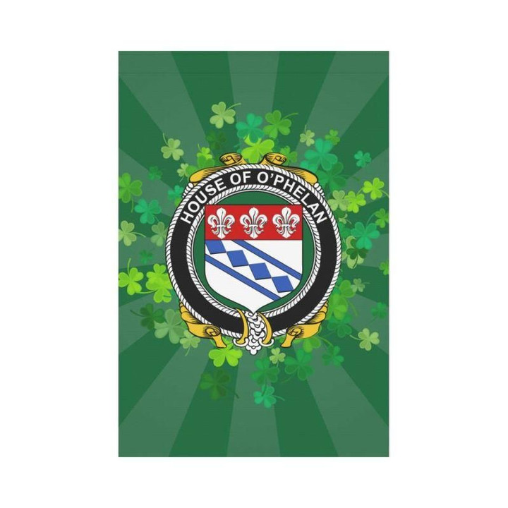 Irish Garden Flag, O'Phelan Family Crest Shamrock Yard Flag A9