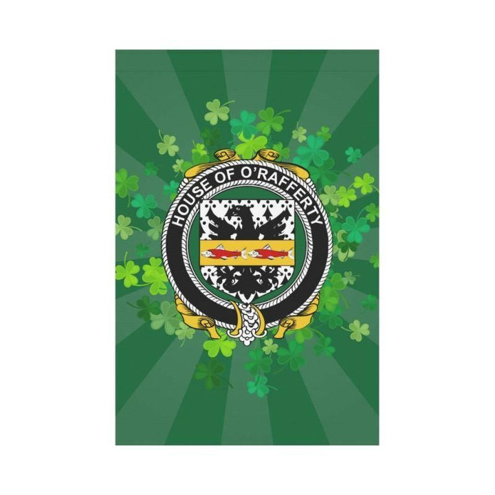 Irish Garden Flag, O'Rafferty Family Crest Shamrock Yard Flag A9