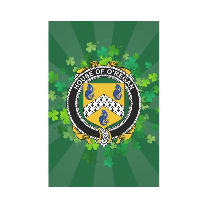 Irish Garden Flag, O'Regan Family Crest Shamrock Yard Flag A9